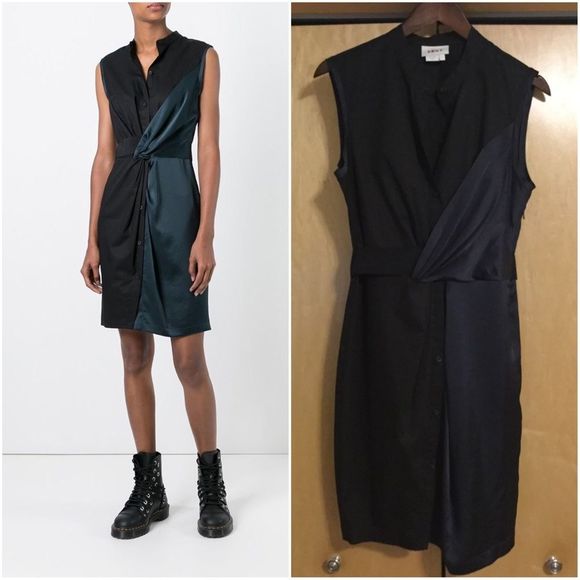 - DKNY Twisted Front Shirt Dress 392 VETIVER - Picture 2 of 8